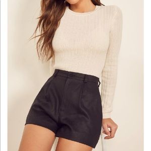 Reformation Terrazza Black Linen Shorts XS 0 2